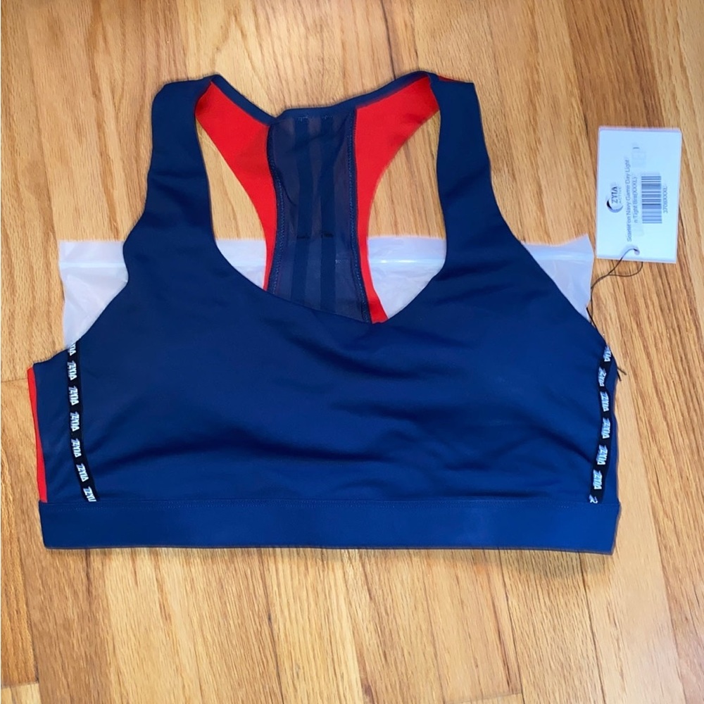 Zyia scarlet on navy game day might n tight bra
